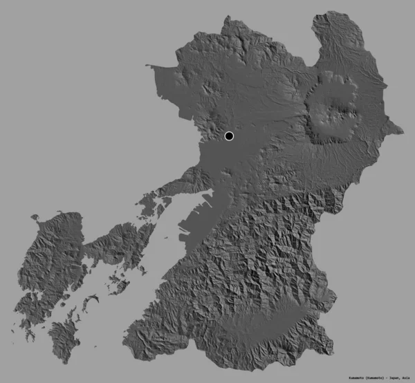 Форма Кумамото Префектура Японії Своєю Столицею Ізольованою Суцільному Кольоровому Тлі — стокове фото