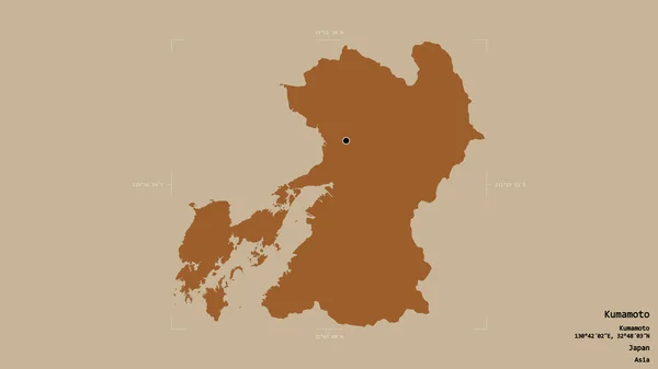 Oblast Kumamoto Prefektura Japonska Izolovaná Pevném Pozadí Georeferencované Hraniční Oblasti — Stock fotografie