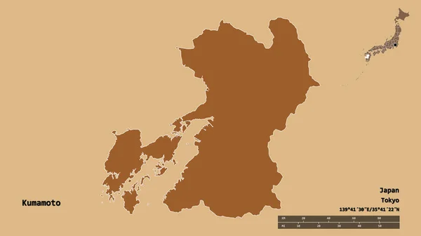 Tvar Kumamota Prefektury Japonska Jeho Hlavním Městem Izolovaným Pevném Pozadí — Stock fotografie
