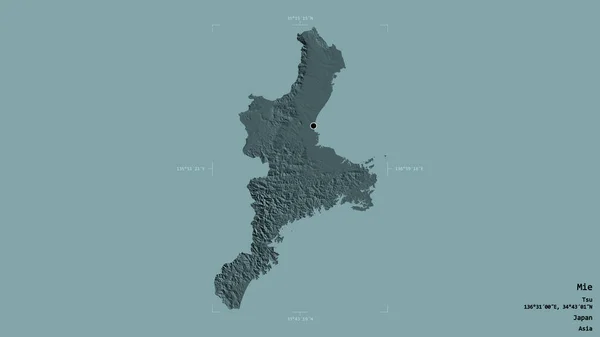 Mie Területe Japán Prefektúrája Szilárd Háttérrel Elszigetelve Egy Georeferált Határoló — Stock Fotó