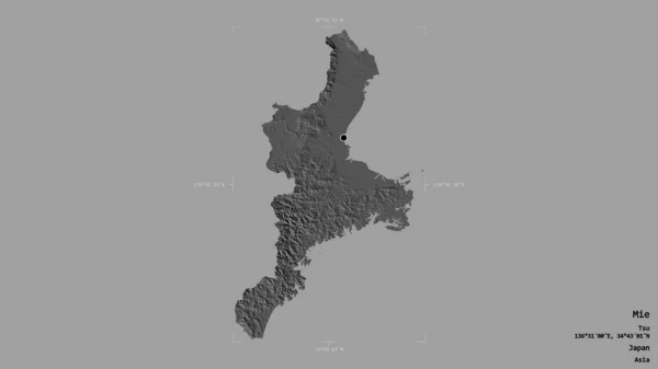 日本麻省梅城的一个区域 在一个地理参考方块的方块盒中 被坚实的背景所隔离 Bilevel高程图 3D渲染 — 图库照片