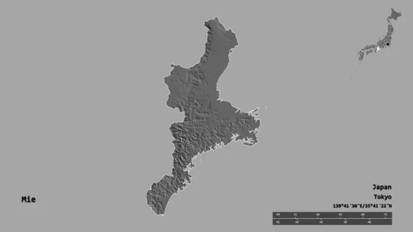 Tvar Mie Prefektury Japonska Jeho Hlavním Městem Izolovaným Pevném Pozadí — Stock fotografie