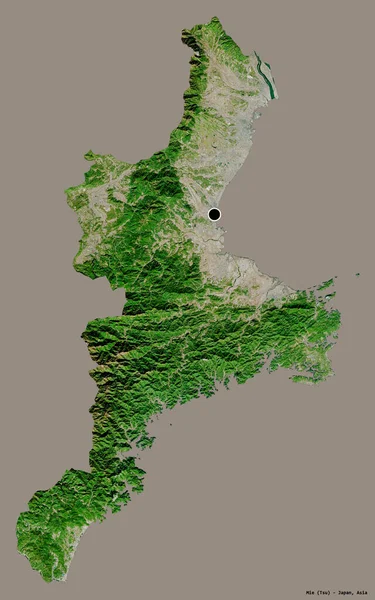 日本麻省梅城的形状 其首都被隔离在纯色的背景上 卫星图像 3D渲染 — 图库照片