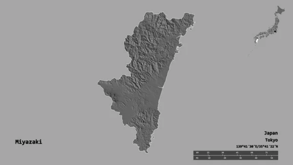 Forma Miyazaki Prefectura Japón Con Capital Aislada Sobre Fondo Sólido — Foto de Stock