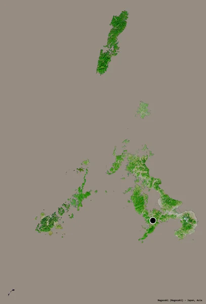 Forma Nagasaki Prefectura Japón Con Capital Aislada Sobre Fondo Color — Foto de Stock