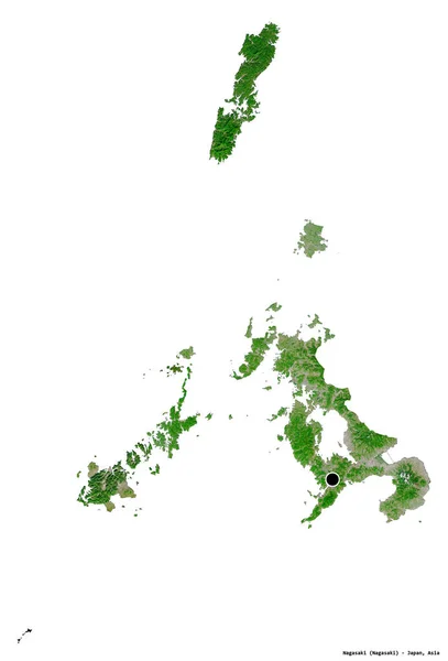 Forma Nagasaki Prefettura Del Giappone Con Sua Capitale Isolata Sfondo — Foto Stock
