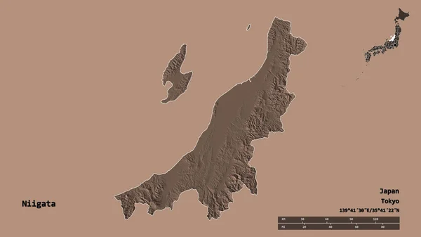 Forma Niigata Prefectura Japón Con Capital Aislada Sobre Fondo Sólido — Foto de Stock