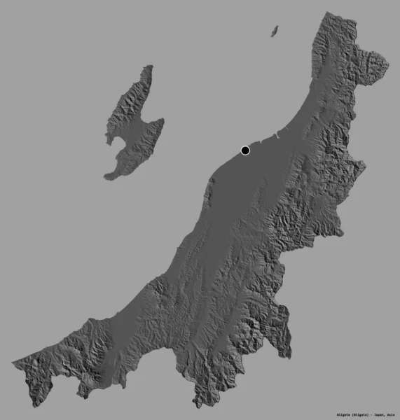 Forma Niigata Prefectura Japón Con Capital Aislada Sobre Fondo Color — Foto de Stock