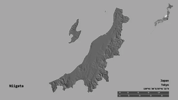 Form Von Niigata Präfektur Von Japan Mit Seiner Hauptstadt Isoliert — Stockfoto