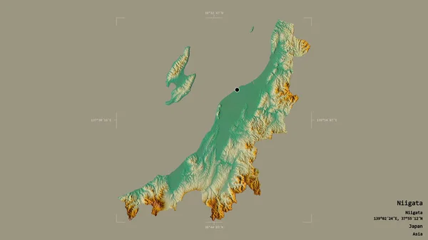 Oblast Niigata Prefektura Japonska Izolovaná Pevném Pozadí Georeferencované Hraniční Oblasti — Stock fotografie