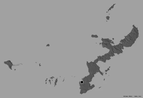 Tvar Okinawy Prefektury Japonska Hlavním Městem Izolovaným Pevném Barevném Pozadí — Stock fotografie