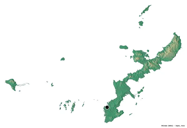 Forma Okinawa Prefectura Japón Con Capital Aislada Sobre Fondo Blanco — Foto de Stock