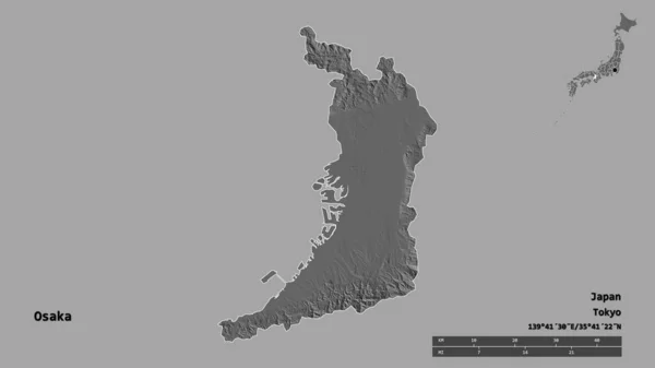 Forma Osaka Prefectura Urbana Japón Con Capital Aislada Sobre Fondo —  Fotos de Stock