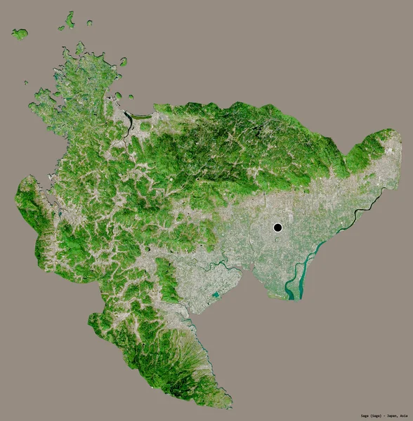 Form Saga Prefektur Japan Med Sin Huvudstad Isolerad Solid Färg — Stockfoto