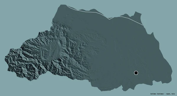 Forma Saitama Prefectura Japón Con Capital Aislada Sobre Fondo Color —  Fotos de Stock