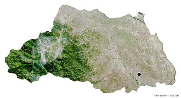 Kształt Saitamy Prefektury Japonii Stolicą Odizolowaną Białym Tle Zdjęcia Satelitarne — Zdjęcie stockowe