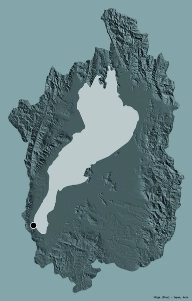 日本の滋賀県の形をしっかりとした色の背景に資本が隔離されています 色の標高マップ 3Dレンダリング — ストック写真