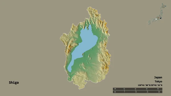 Bentuk Shiga Prefektur Jepang Dengan Ibukotanya Terisolasi Dengan Latar Belakang — Stok Foto
