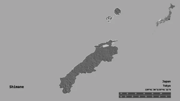 Forma Shimane Prefettura Del Giappone Con Sua Capitale Isolata Uno — Foto Stock