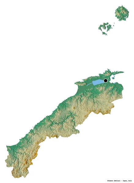 Forma Shimane Prefectura Japón Con Capital Aislada Sobre Fondo Blanco —  Fotos de Stock