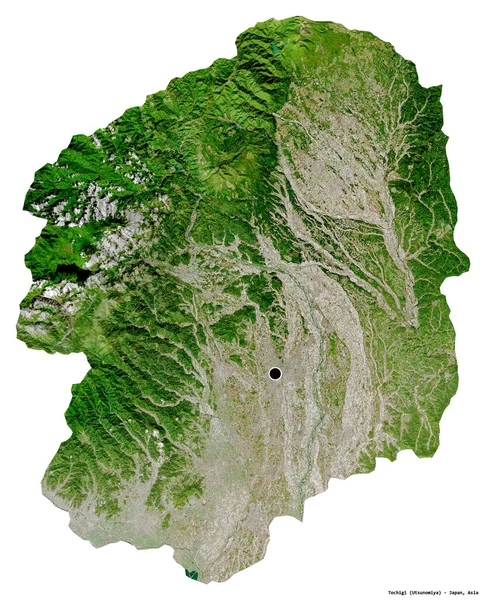 日本东芝市的形状 其首都被白色背景隔离 卫星图像 3D渲染 — 图库照片