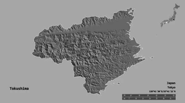 Forma Tokushima Prefectura Japón Con Capital Aislada Sobre Fondo Sólido — Foto de Stock