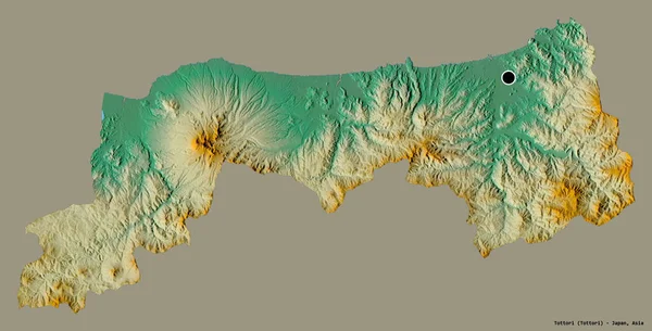 Alakja Tottori Prefektúra Japán Főváros Elszigetelt Szilárd Színű Háttér Topográfiai — Stock Fotó