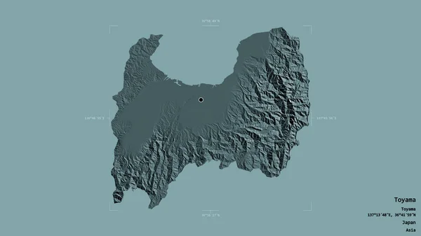 Территория Тоямы Префектуры Японии Изолирована Твёрдом Фоне Геометрической Коробке Метки — стоковое фото