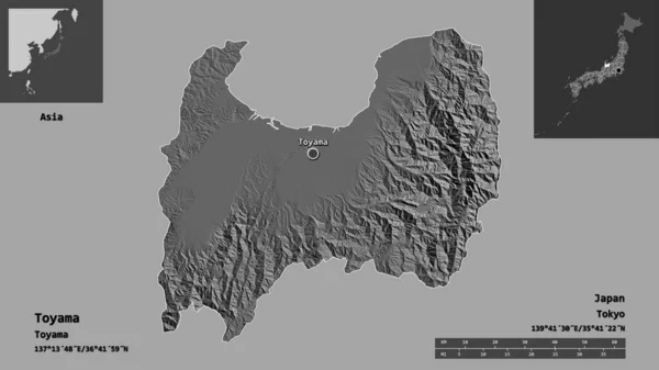 Forma Toyama Prefectura Japón Capital Escala Distancia Vistas Previas Etiquetas — Foto de Stock