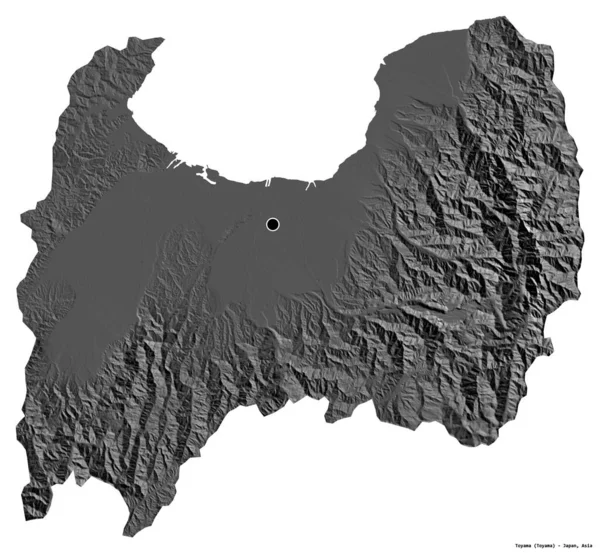 Tvar Tojamy Prefektury Japonska Hlavním Městem Izolovaným Bílém Pozadí Mapa — Stock fotografie