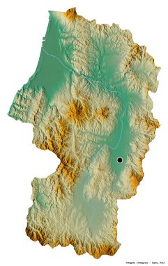 Japonya 'nın başkenti Yamagata' nın beyaz arka planda izole edilmiş hali. Topografik yardım haritası. 3B görüntüleme