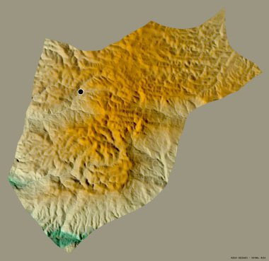 Ürdün 'ün Ajlun eyaleti, başkenti katı renk arkaplanı ile izole edilmiştir. Topografik yardım haritası. 3B görüntüleme