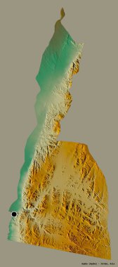 Ürdün 'ün Akabe bölgesinin başkenti katı bir renk arkaplanı ile izole edilmiştir. Topografik yardım haritası. 3B görüntüleme