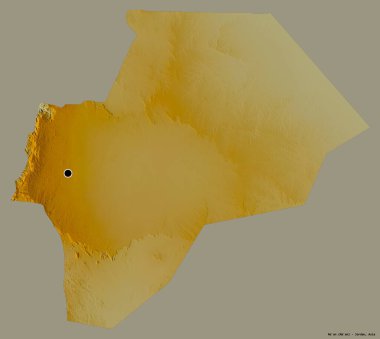 Ürdün 'ün başkenti Ma' an 'ın katı renk arkaplanı ile izole edilmiş hali. Topografik yardım haritası. 3B görüntüleme