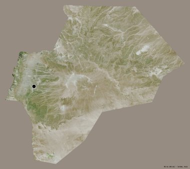 Ürdün 'ün başkenti Ma' an 'ın katı renk arkaplanı ile izole edilmiş hali. Uydu görüntüleri. 3B görüntüleme
