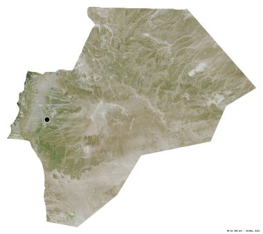 Ürdün 'ün başkenti Ma' an 'ın beyaz arka planda izole edilmiş hali. Uydu görüntüleri. 3B görüntüleme