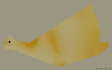 Ürdün 'ün başkenti Mafraq' ın katı renk arkaplanı ile izole edilmiş şeklidir. Topografik yardım haritası. 3B görüntüleme