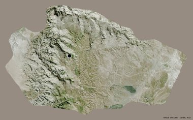 Ürdün 'ün Tafilah eyaleti, başkenti katı renk arkaplanı ile izole edilmiştir. Uydu görüntüleri. 3B görüntüleme