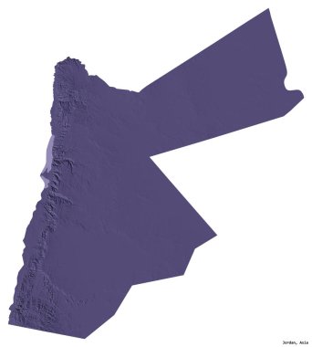 Ürdün 'ün beyaz arka planda izole edilmiş başkenti. Renkli yükseklik haritası. 3B görüntüleme