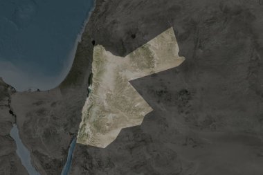 Ürdün 'ün şekli, komşu bölgelerin dedoygunluğuyla ayrılır. Uydu görüntüleri. 3B görüntüleme