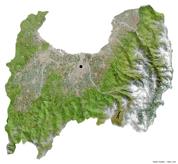 日本富山的形状 其首都被白色背景隔离 卫星图像 3D渲染 — 图库照片