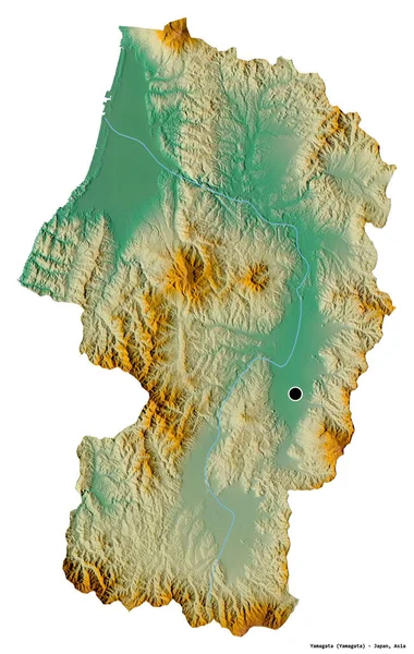 Tvar Jamagaty Prefektury Japonska Hlavním Městem Izolovaným Bílém Pozadí Topografická — Stock fotografie