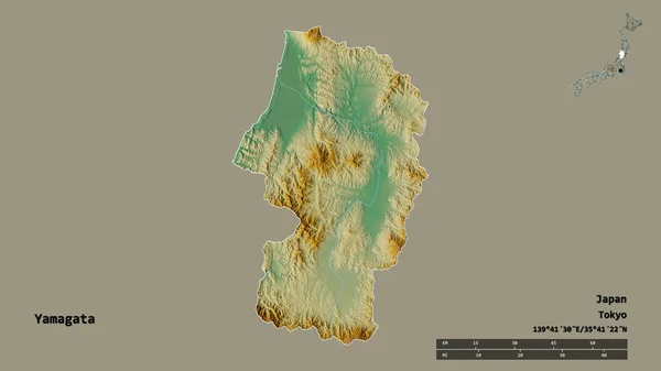 Forma Yamagata Prefectura Japón Con Capital Aislada Sobre Fondo Sólido — Foto de Stock