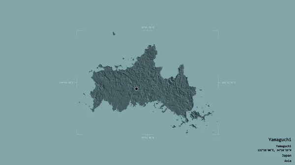 Obszar Yamaguchi Prefektura Japonii Odizolowany Solidnym Tle Georeferencyjne Bounding Box — Zdjęcie stockowe