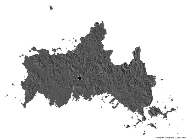 Σχήμα Γιαμαγκούτσι Νομός Ιαπωνίας Πρωτεύουσα Απομονωμένη Λευκό Φόντο Υψόμετρο Μπίλεβελ — Φωτογραφία Αρχείου