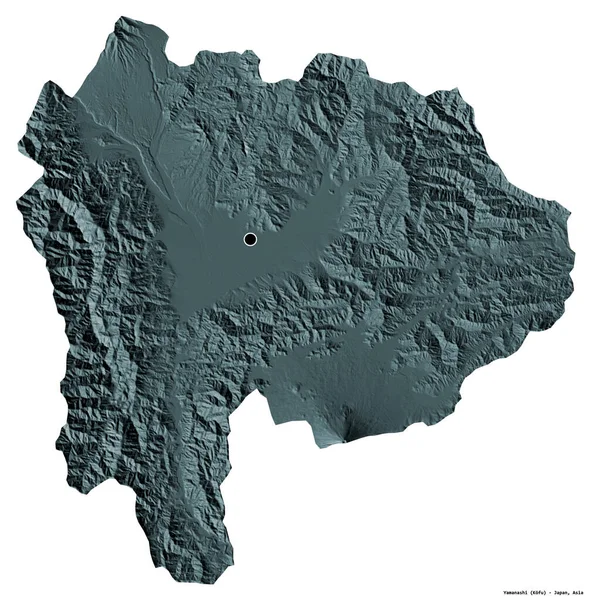Форма Яманасі Префектура Японії Столицею Ізольованою Білому Тлі Кольорові Карти — стокове фото