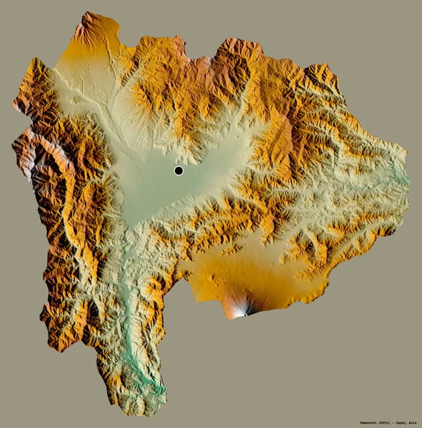 Forme Yamanashi Préfecture Japon Avec Capitale Isolée Sur Fond Couleur — Photo