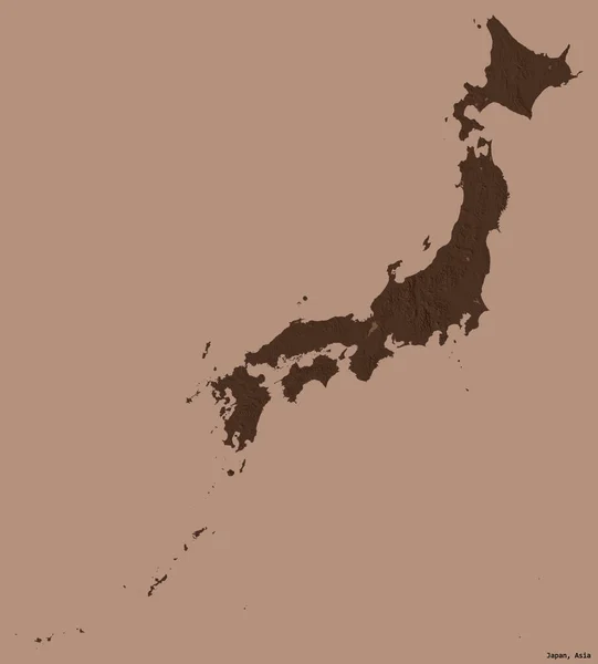 Форма Японії Столицею Ізольованою Суцільному Кольоровому Фоні Кольорові Карти Висот — стокове фото