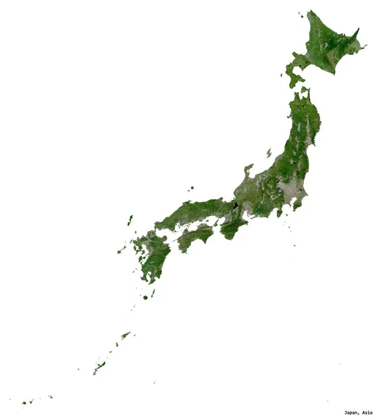 Tvar Japonska Jeho Hlavním Městem Izolovaným Bílém Pozadí Satelitní Snímky — Stock fotografie