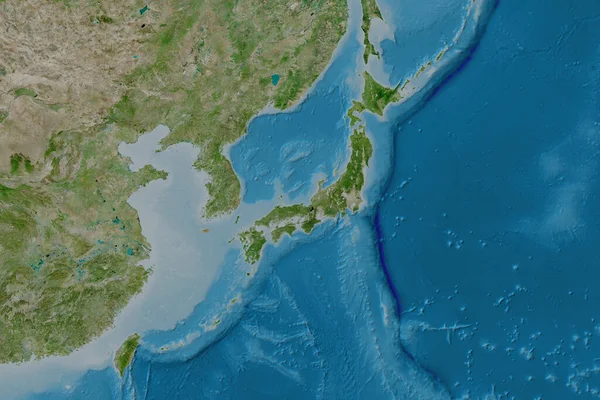 Расширенная Территория Японии Спутниковые Снимки Рендеринг — стоковое фото